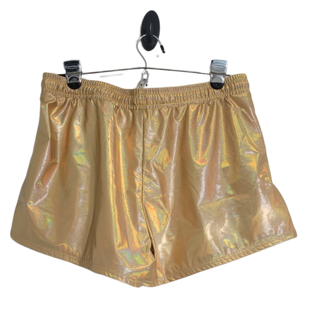 Tayday Women's Gold Holographic Running Shorts XL Drawstring